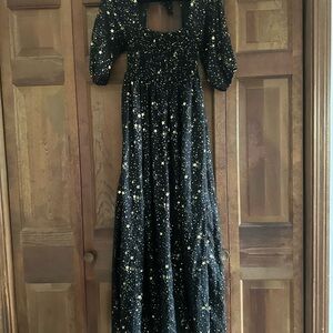 Nasty Gal Black Starry Maxi Dress